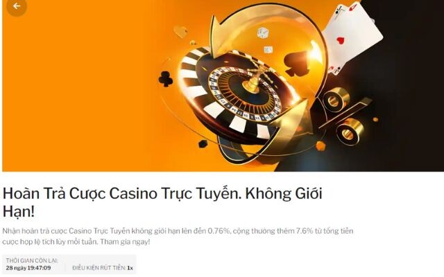 Hoan Tra Cuc Lon Danh Cho Nguoi Choi Tham Gia Ca Cuoc Casino Truc Tuyen